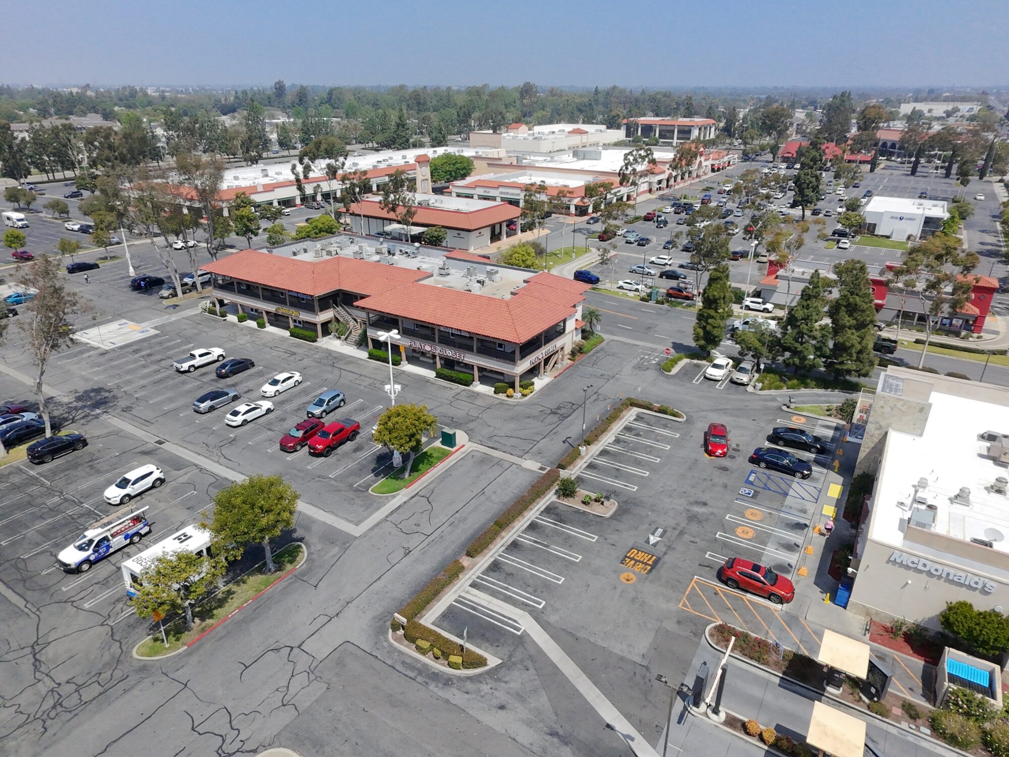 A birds eye view of the plaza that will be converted to the mixed use urban village