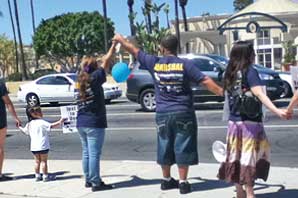 Santa Ana College students forms a human chain