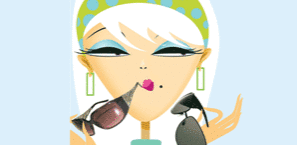 Illustration of a stylish woman in a nonchalant manner trying out sunglasses