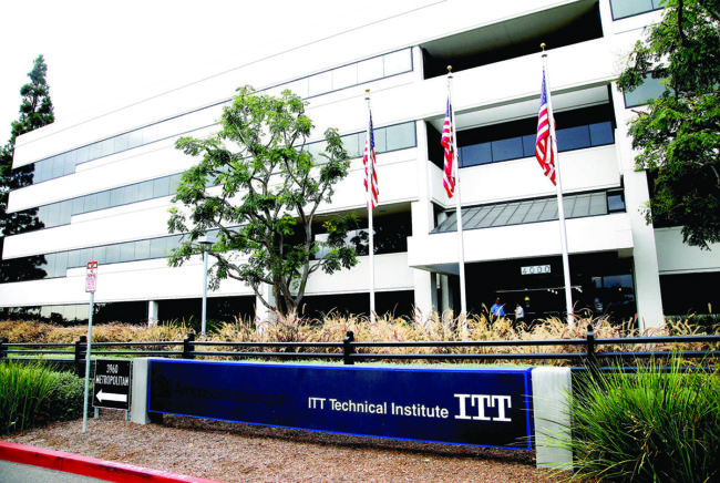 The ITT Technical Institute campus in Orange, Calif. is one of several in Southern California that have closed their doors, and cancelled the academic quarter on Sept. 6, 2016. The for-profit college chain, ITT Educational Services Inc., is shutting down all of its schools nationwide shortly after the U.S. Department of Education banned it from enrolling new students who use federal financial aid. (Mark Boster/Los Angeles Times/TNS)