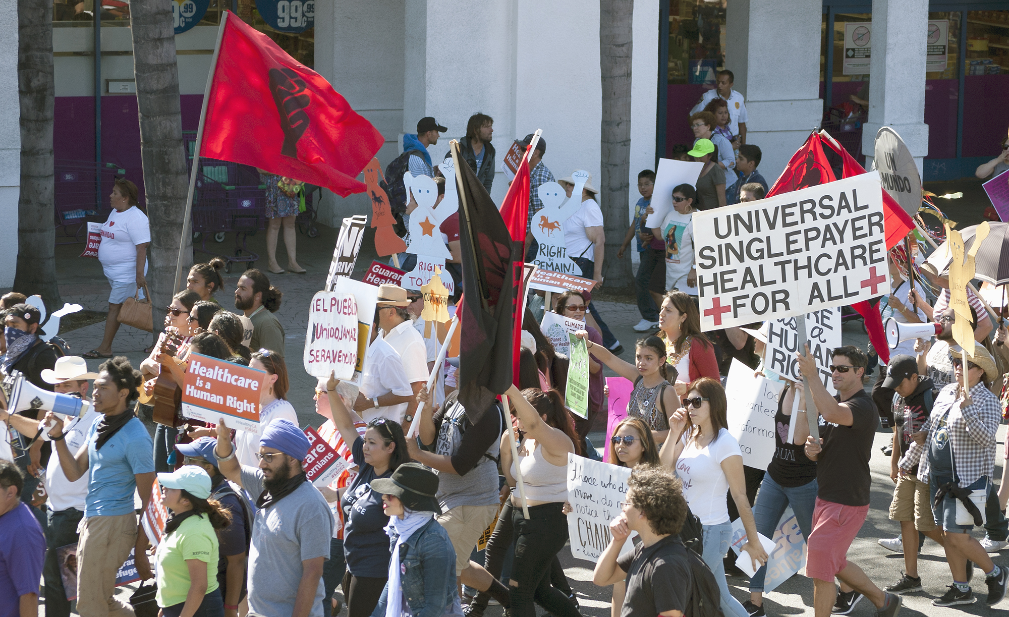 More than 200 people marched down Main Street in Santa Ana on May 1st.