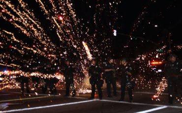 santa ana protest police fireworks