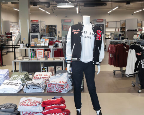 mannequin wearing SAC's new varsity jacket