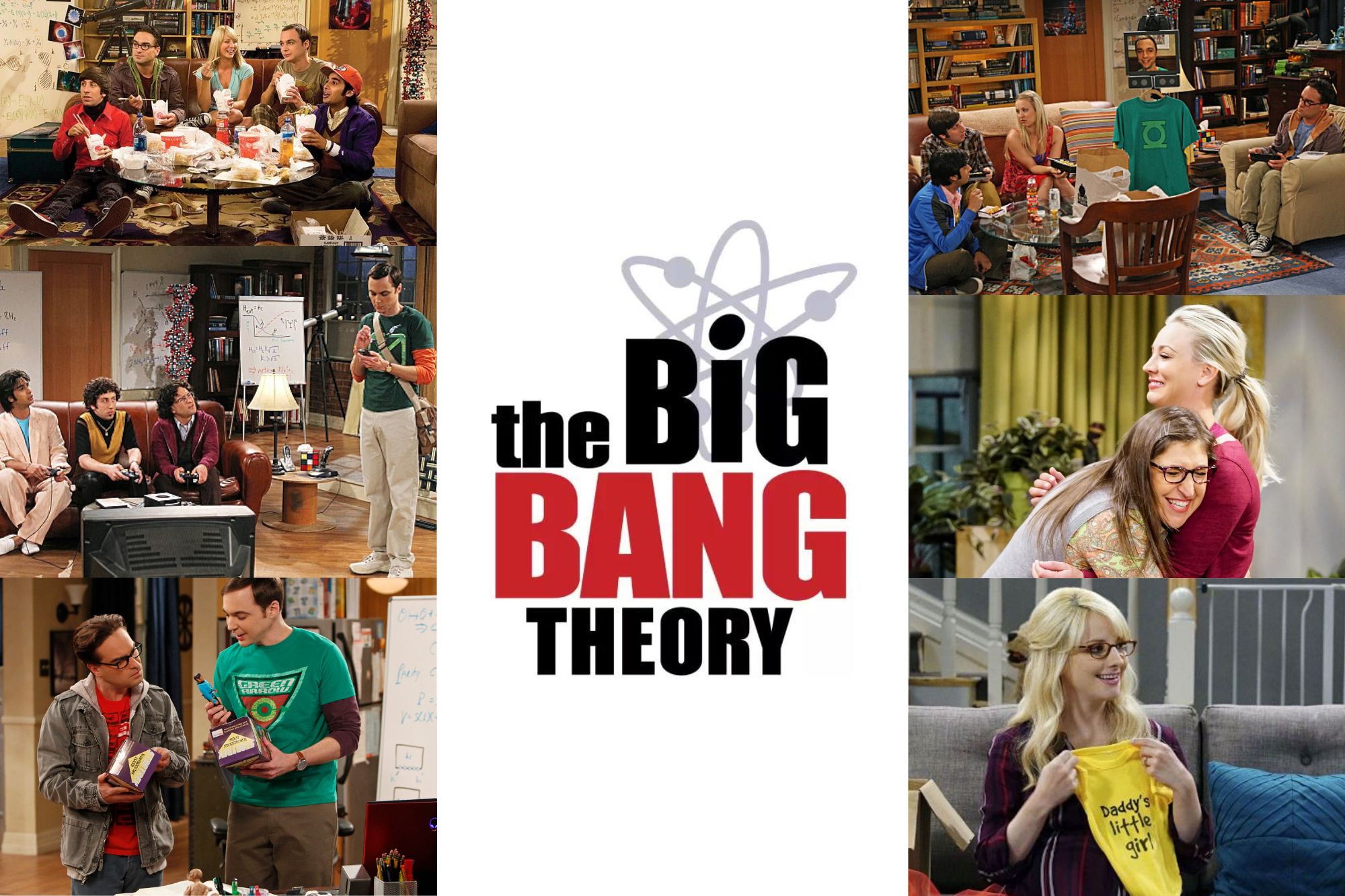 A collage of episodes of The Big Bang Theory
