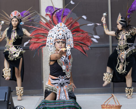 Aztec dancers performing